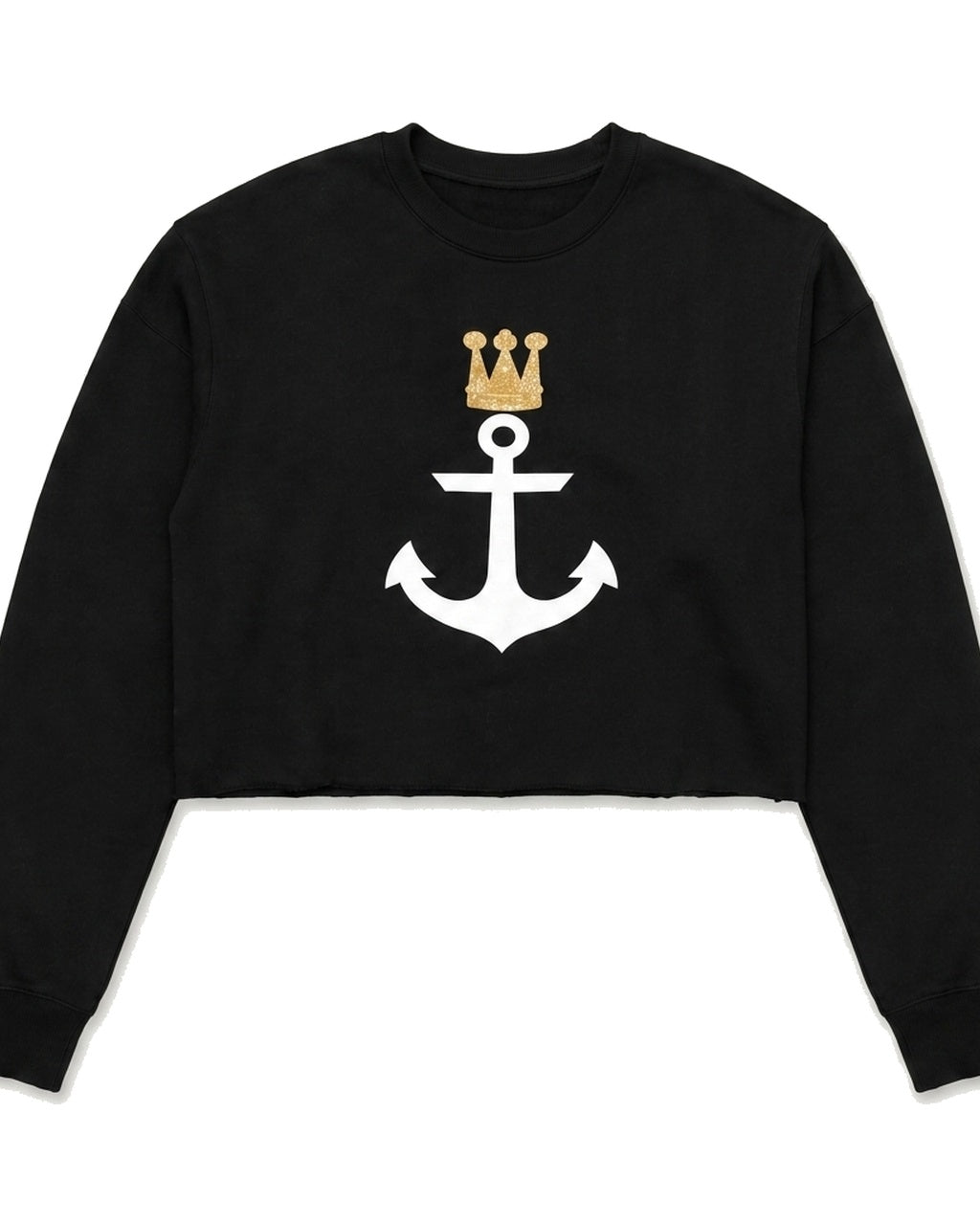 Royal and Nauti — Anchor Cropped Fleece Sweatshirt Front (Portrait-Aligned)