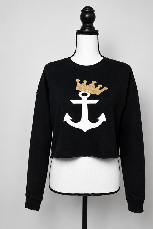 Royal and Nauti Cropped Sweatshirt - Front View